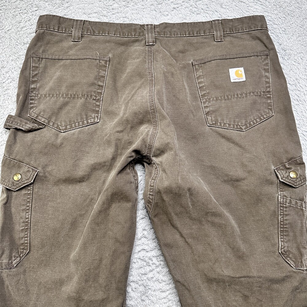 Carhartt Pants Mens 42x30 Brown Double Knee Cargo Relaxed Fit Cotton Ripstop
